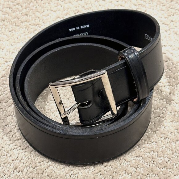 Genuine Leather Belt Black Convertible Snap Buckle Tradesman Size 43 USA #9905 - Picture 1 of 13